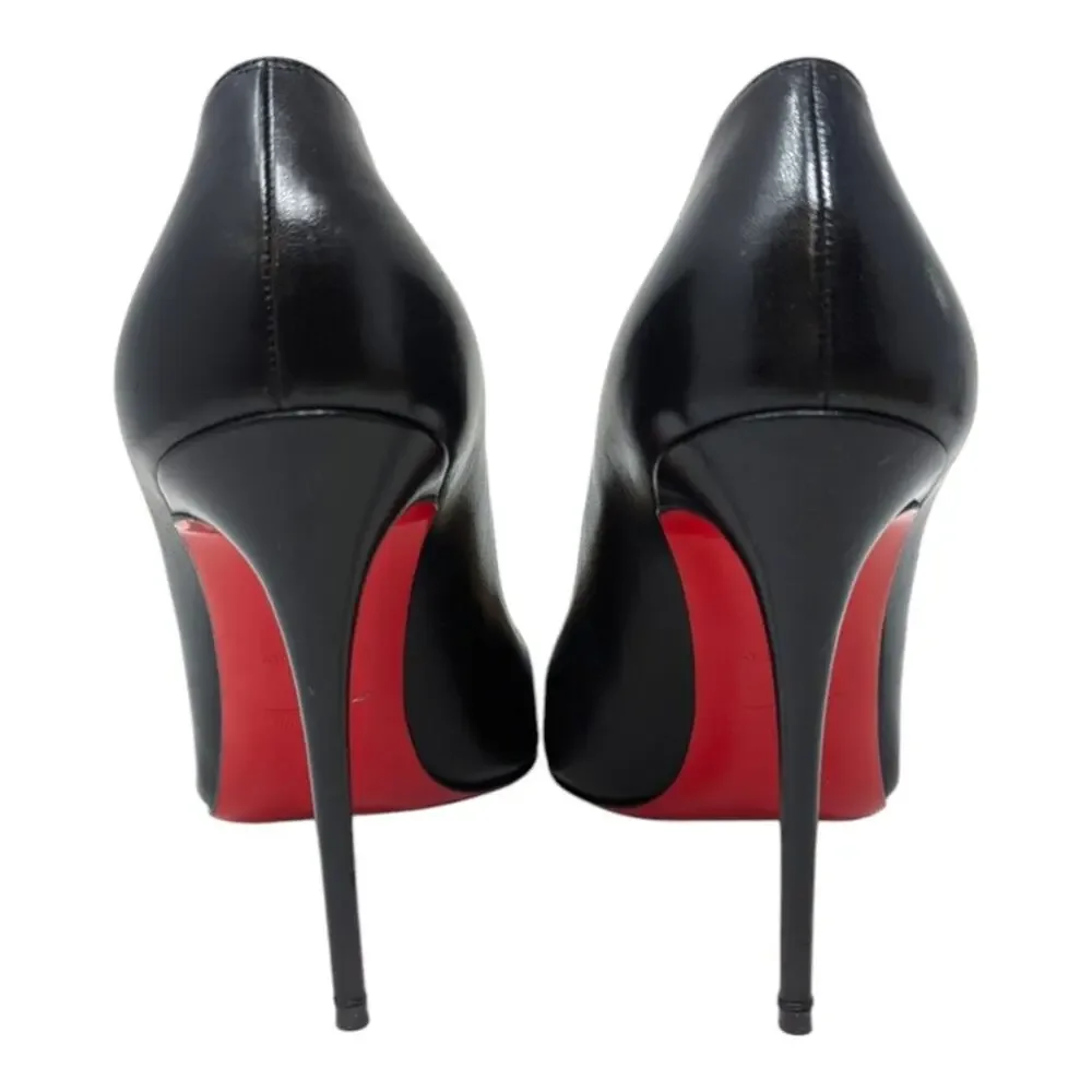 Christian Louboutin Pigalle Follies 100 Black Leather Pump Stiletto Heel 39.5